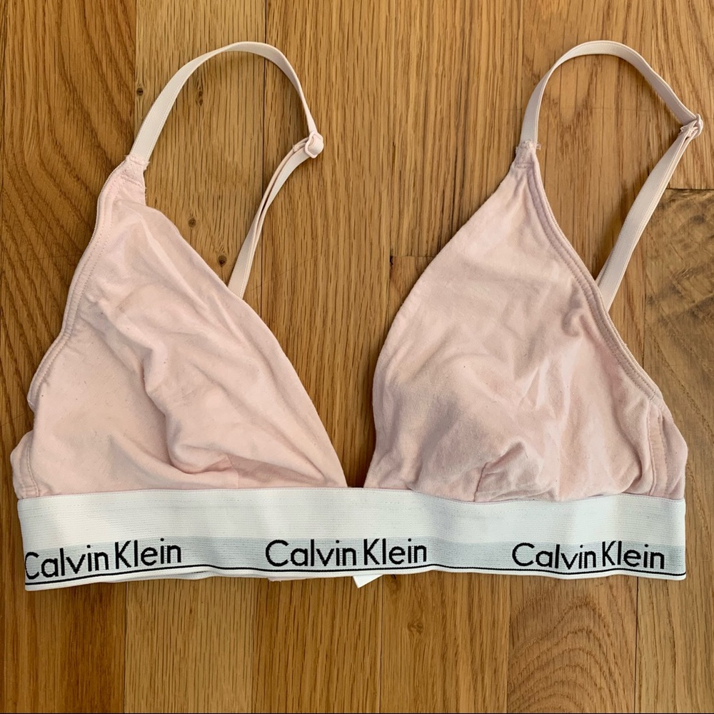 pink calvin klein triangle bralette